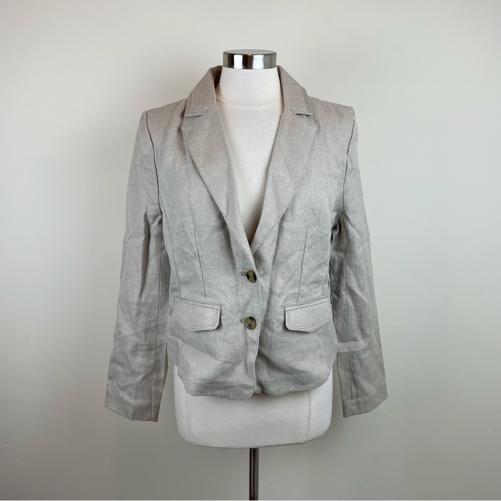 G.E.T. Equipment General Technique 100% Linen Tan Brown Blazer Jacket New Large